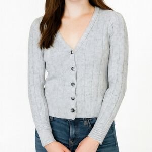Abercrombie & Fitch V-Neck Cardigan Top in Light Heather Gray Size Small